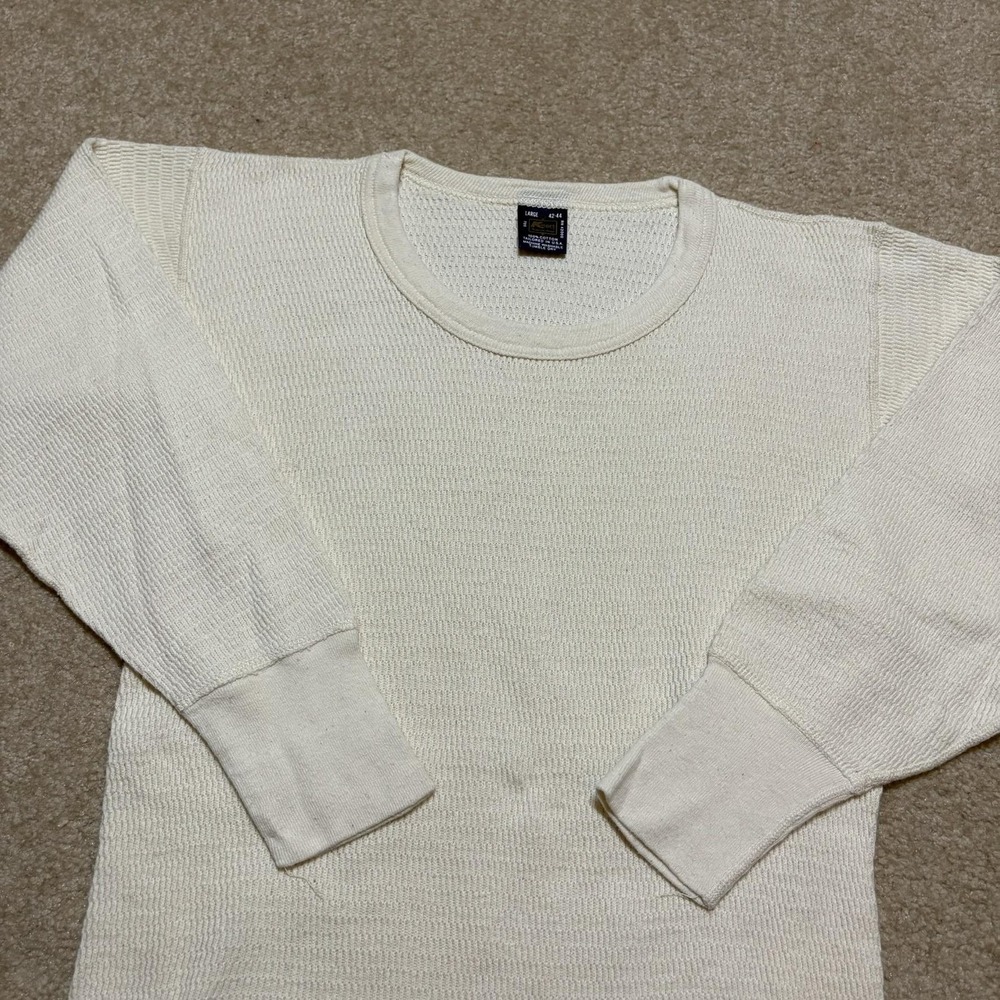 Vtg Waffle Knit Thermal Shirt Mens Large White USA 70s/80s Grunge Skate KMart - Picture 3 of 7